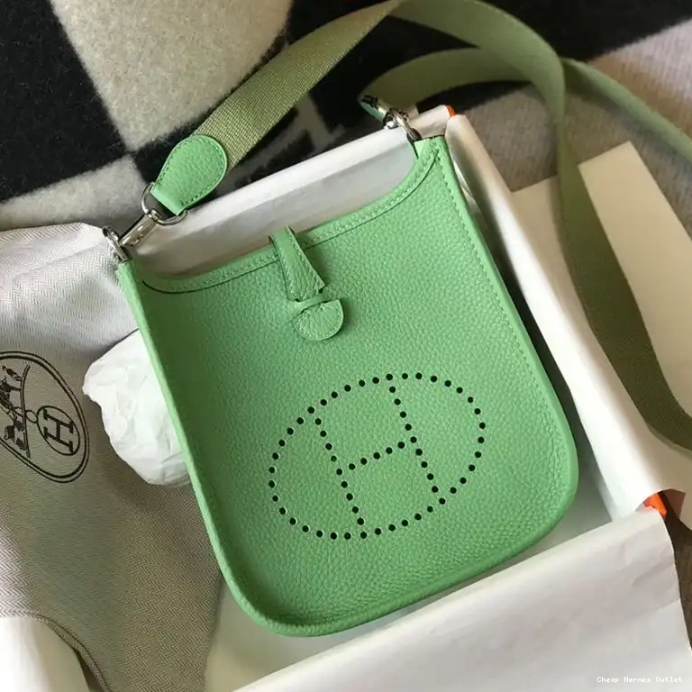 In Mini Hermes Hardware Evelyne Green Leather Clemence Bag Mint Palladium 0504